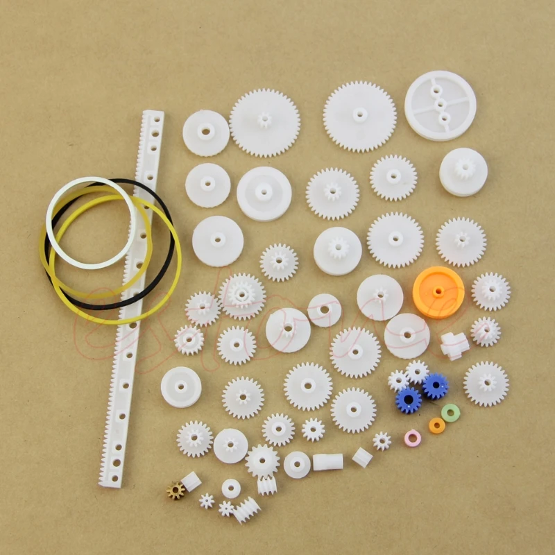 Type Plastic Shaft Single Double Reduction Crown Worm Gears DIY Robot 60pcs