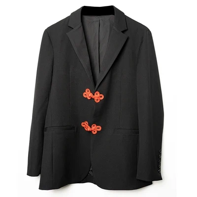 Мужские костюмы Yohji Yamamoto style slim dark plate buckle в китайском стиле|Пиджаки| |