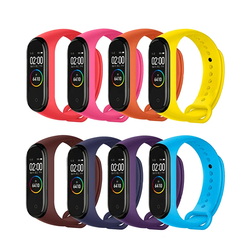 Силиконовый ремешок Браслет для Xiaomi Mi Band 4 3 Смарт часы наручные M3 M4 плюс MiBand на