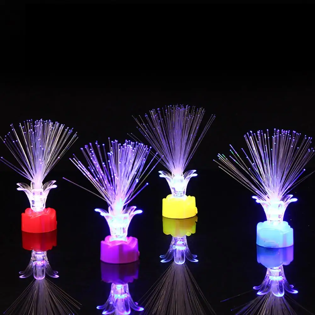 

4Pcs LED Fiber Optic Light Glowing Rose Shape Flashing Fiber Optic Night Light Kids Toys For Party Supplies Decoration