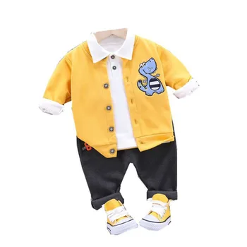 

New Spring Autumn Baby Boys Clothes Children Cotton Jacket T Shirt Pants 3Pcs/sets Toddler Casual Costume Infant Kids Tracksuits