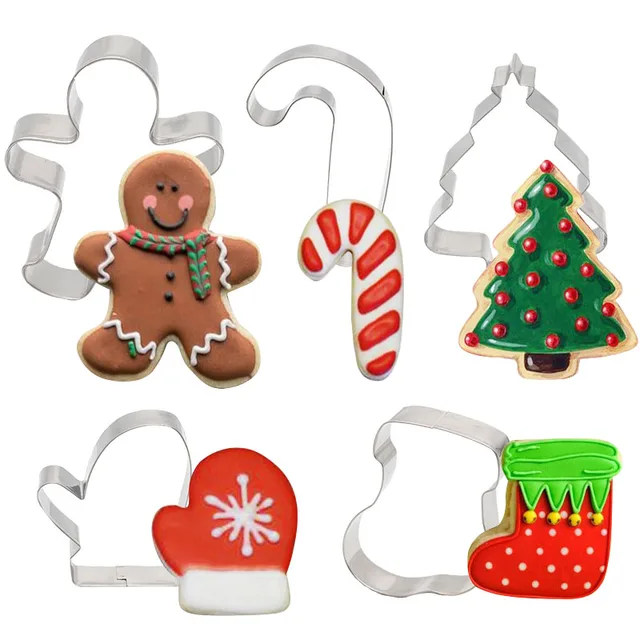5Pcs/set Christmas Cookie Cutter Gingerbread Xmas Tree Mold Christmas Cake Decoration Tool Navidad Gift DIY Baking Biscuit Mould 2