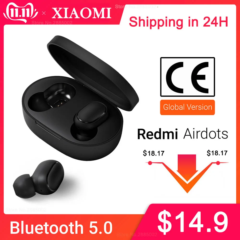 

In Stock Xiaomi Redmi Airdots True Wireless Bluetooth Earphones TWS 5.0 Original Xiaomi Air Airdots Pro Headsets DSP With Mic