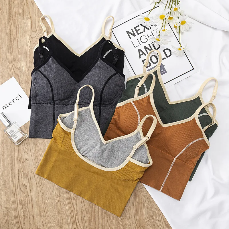 Women's Fashion Top Tube Top Bra Women's Cotton Underwear Seamless Breathable Bra Solid Color Ladies Soft Tank Up Sexy Lingerie