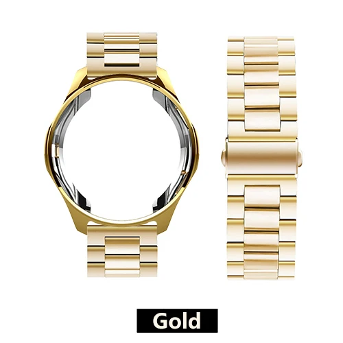 Ремешок+ чехол 20/22 мм ремешок для наручных часов для samsung gear S3 Frontier Galaxy watch 46mm 42 Нержавеющая сталь ТПУ покрытием защитный чехол - Цвет ремешка: Gold