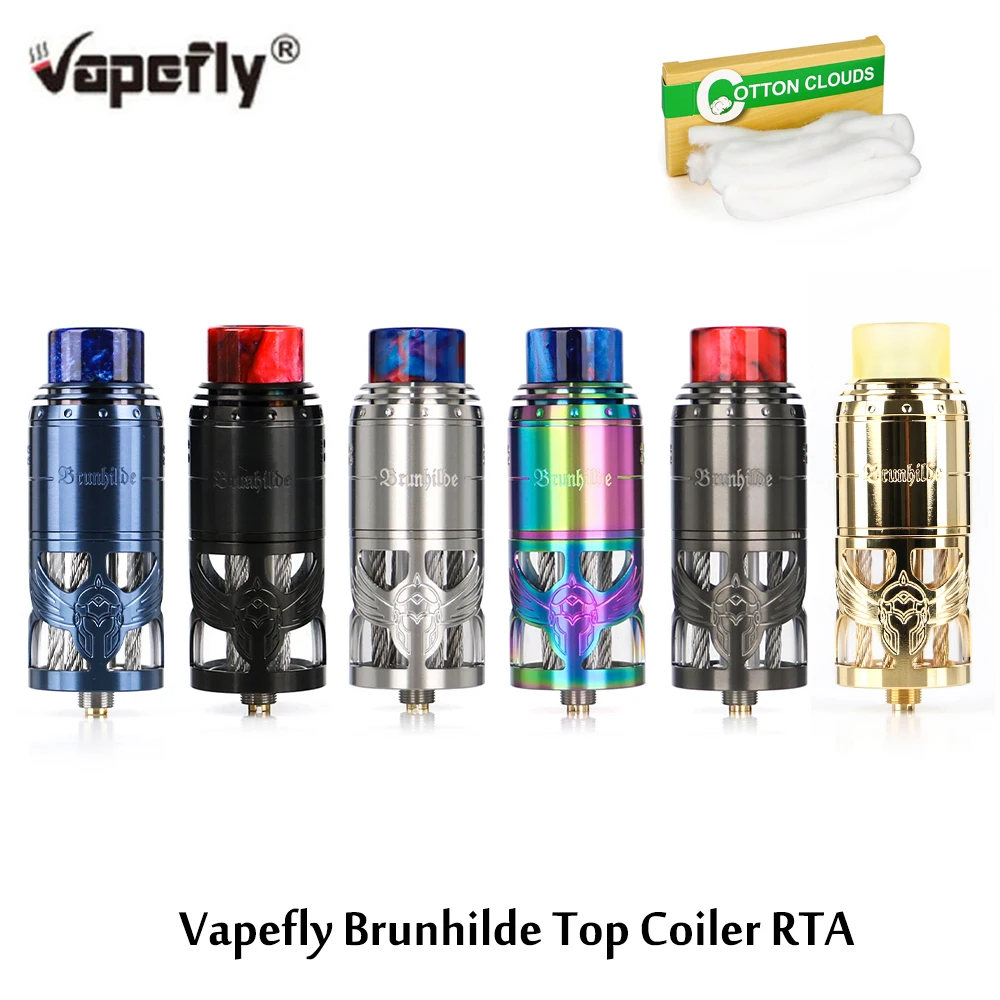 Original E Cigarette Vapefly Brunhilde RTA Top Coiler Tank 8ml/2ml Airflow Dual Coil fit 510 thread mod | Электроника