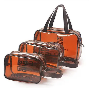 

New Style Korean-style PVC Waterproof Three-piece Set Thick Storage Cosmetic Bag WOMEN'S Handbag