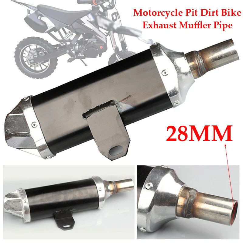 1x черный 28 мм выхлопная труба глушителя для мотоцикла Dirt Bike ATV Quad 50cc-150cc