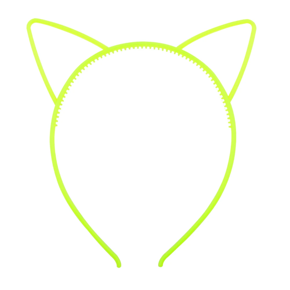 Yellow headband Новые Флуоресцентные кошачьи уши Детские резинки для волос девочки резинки ободки Принцесса Вечерние поставки Модные аксессуары для волос Головные уборы Подарок - Цвет: Yellow headband