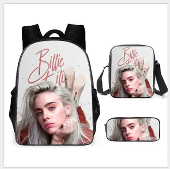 

3pcs/set Billie Eilish Backpack+Shoulder Bag+pencil Case Backpack Back to School Backpack gift Children Boys Girls Mochilas