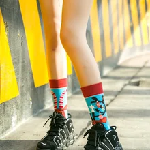 Харадзюку носки для мужчин и женщин, индивидуальные Асимметричные Мультяшные узоры, дышащие хлопковые носки унисекс