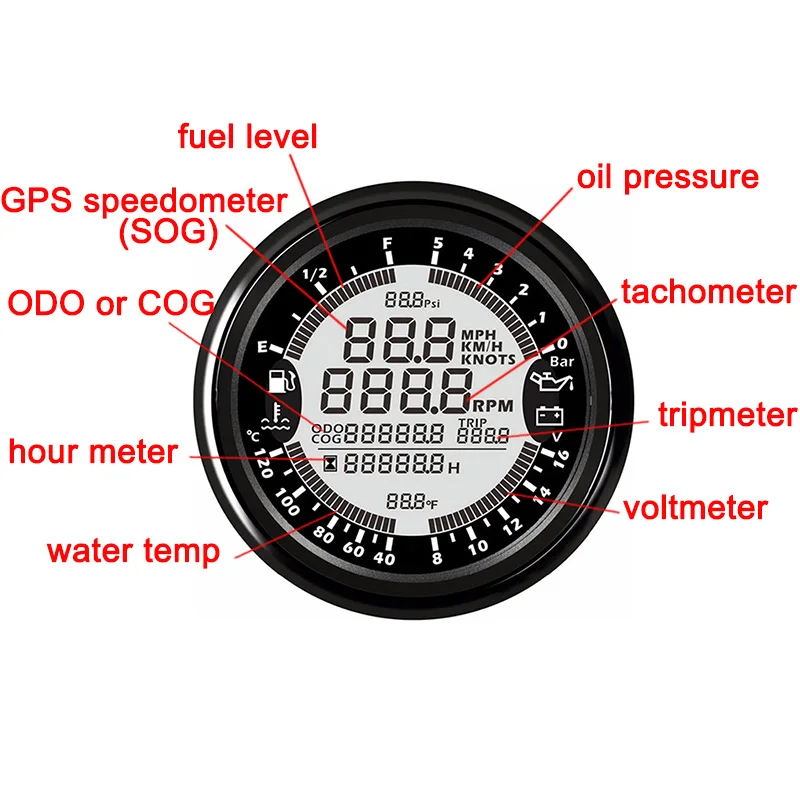GPS датчик скорости 85 мм 6 в 1 0 10 бар|Тахометры| |