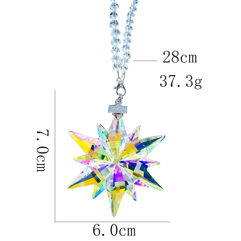 Crystal Snowflake Hanging Car Pendant Rainbow Prisms Suncatcher Rearview Mirror Car Interior Accessories crystal sun catcher