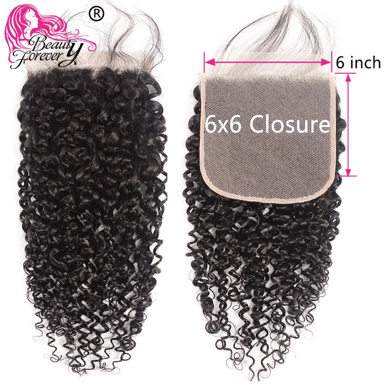 

Beauty Forever Malaysian Kinky Curly Human Hair Lace Closure 6*6 Closure Free Part 100% Remy Hair Free Shipping