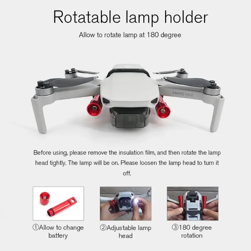 Buy 1Set Durable LED Lights Night Flight Searchlight Flashlight Kit for DJI Mavic Mini Drone Accessories Kit