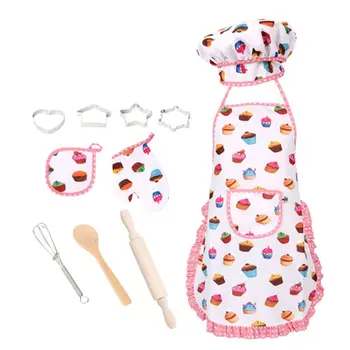 

13Pcs Chef Role Play Set with Dress up Costume and Kitchen Accessories DXAD