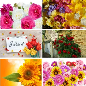 

SHENGYONGBAO Vinyl Custom Photography Backdrops Flower and Wooden Planks Theme Photography Background 200309HK-0019