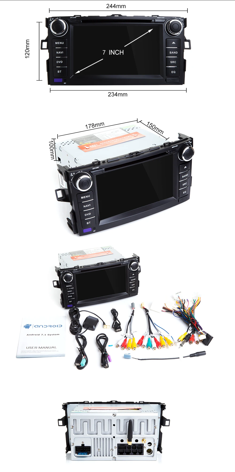 DSP ips 4GB 64G 2 Din Android 9,0 автомобильный dvd-плеер для TOYOTA AURIS Altis COROLLA 2012 2013 радио gps навигационная система Мультимедиа