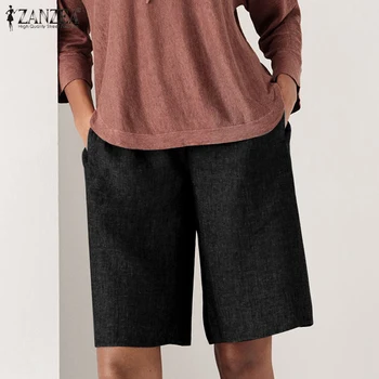 

ZANZEA Fashion Women Summer Shorts Casual Elastic Waist Solid Loose Shorts Female Elegant OL Shorts Plus Size Wide Leg Trousers