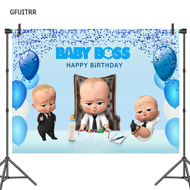 GFUITRR Boss фон для детской фотосъемки детский день рождения детский душ мультфильм фото фон синий виниловый фото стенд реквизит