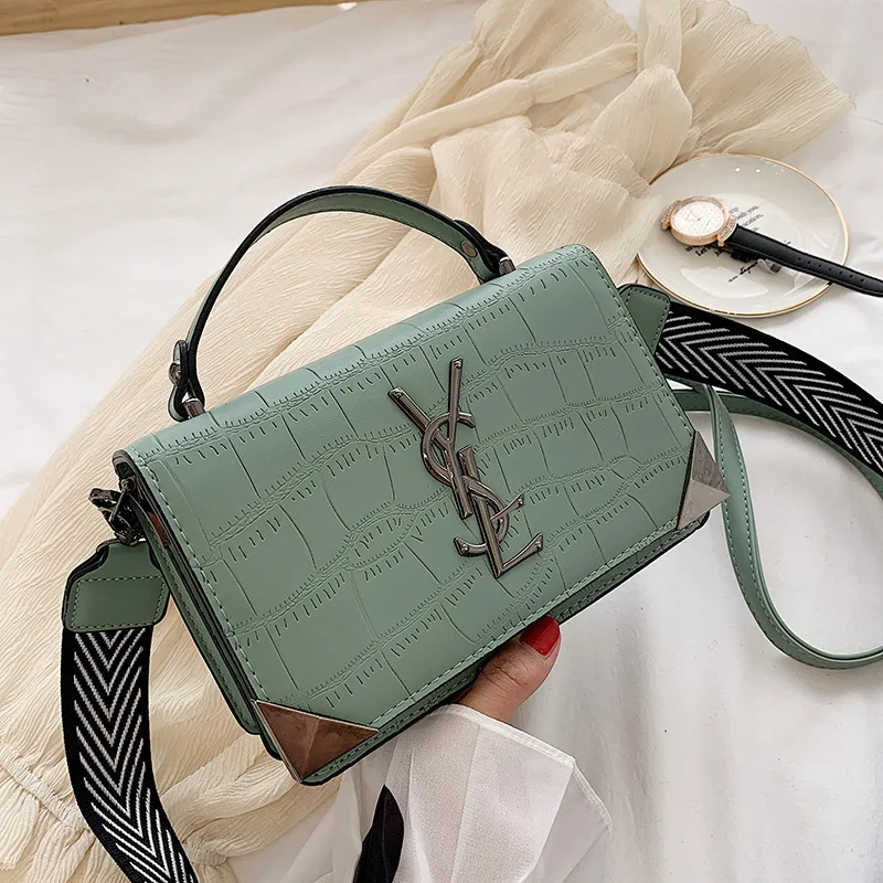 

2020 New style small square bag with stone grain simple bag with one shoulder and fashion bag
