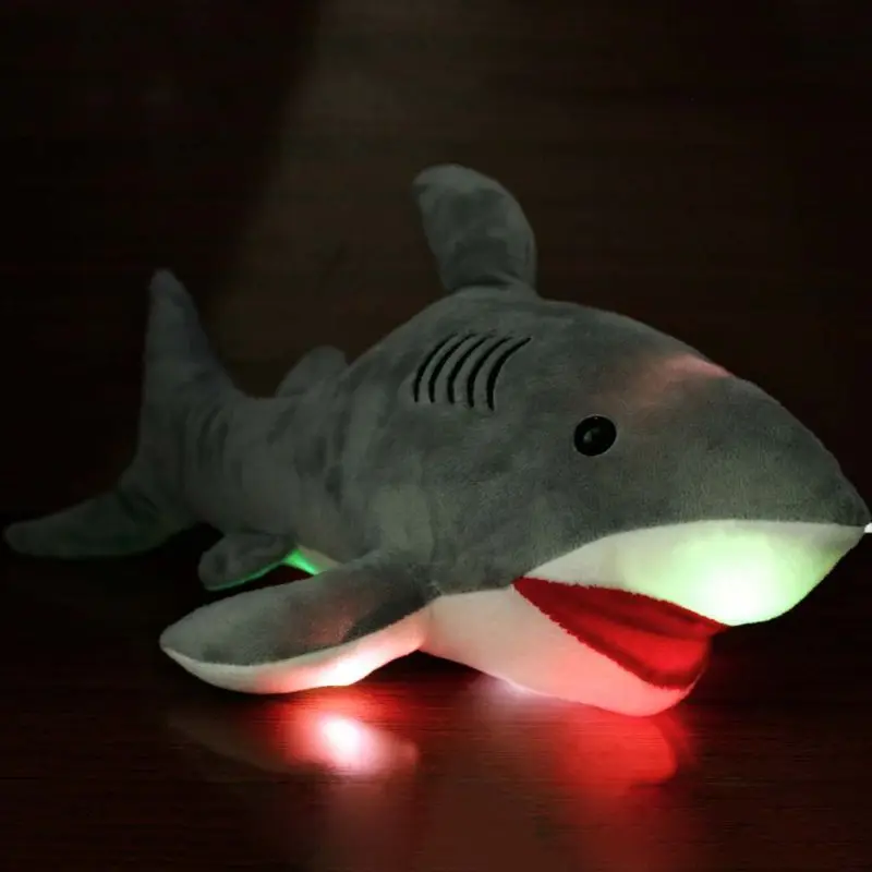 Colorful Glow Soft Plush Shark Can Record Stuffed Animal Pillow Children Gift