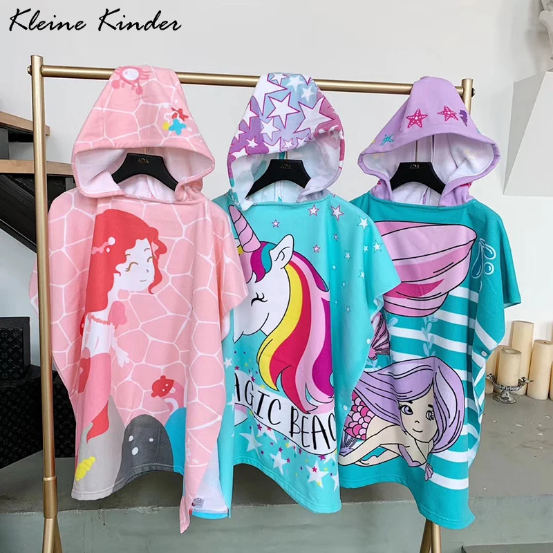

Toddler Kids Hooded Beach Bath Towel with Hood Baby Swim Pool Swimsuit Poncho Cape For Boys Girls Unicorn Shark Swimming Towels