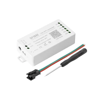 

SP108E LED Strip WiFi Controller Support WS2812B WS2813 SK9822 APA102C etc IOS/Android App Control DC 5V-24V Max 2048 Pixels