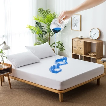 

Soft Waterproof Bed Sheet Fitted Mattress Pad Protector Cover Sheet Topper With Band Bed Single Double King Size Pad Coverd