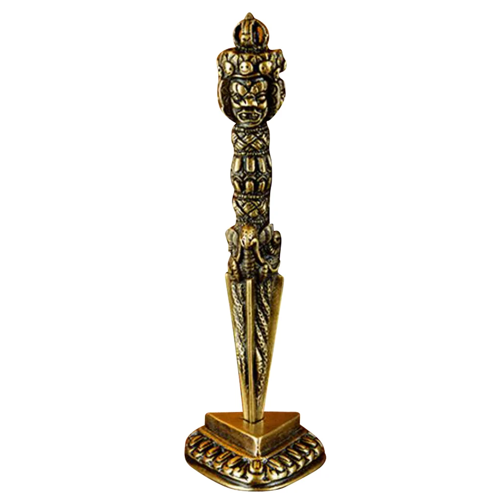 MagiDeal Copper Tibetan Buddhism Charm Buddhist Vajra Dorje Phurba with Base