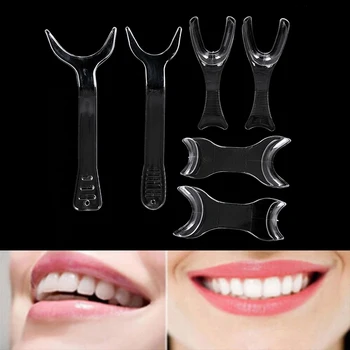 

6pcs Transparent Dental Single/Double-headed T-Shape Intraoral Cheek Lip Retractor Orthodontic Lip Cheek Retractor Mouth Openers