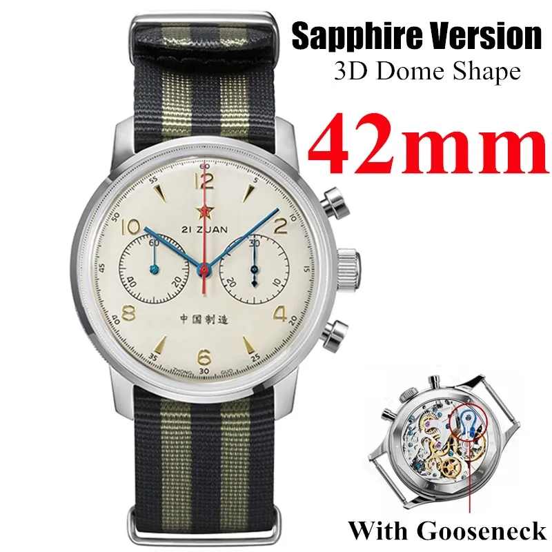 Vintage 42mm 40mm 38mm Mens 1963 Seagull Chronograph Watches ST1901 Movement Sapphire/Acrylic Pilot Army Mechanical Wristwatches