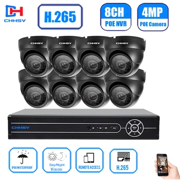 

CHHSV Plug and Play 5.0MP HD 8CH POE NVR indoor Outdoor Waterproof Security POE IP Dome Cameras surveillance camera