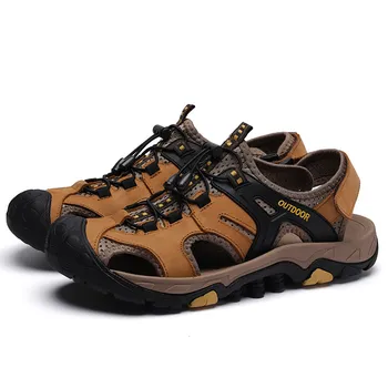 

Sandale Sandals Men Closed Toe Anti Slip Cowhide Casual Sandalias De Playa Zapatos De Hombre