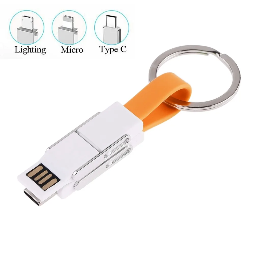 USB кабель для передачи данных/зарядного устройства 4 в 1 USB на 2 x USB-C/type-C+ 8Pin+ Micro USB Магнитный зарядный и кабель для передачи данных с брелком