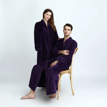 

Women's Sleepwear Flannel Thickened Long Robes Pineapple-Shaped Zipper Pregnant Women Couple Pijamas Autumn Winter Халат женский