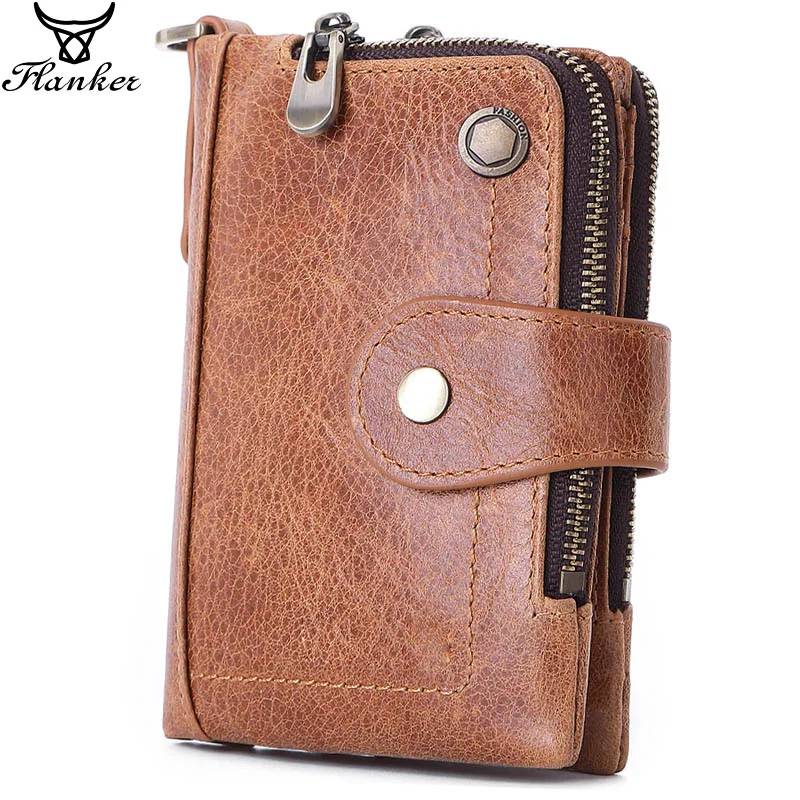 

Flanker Zipper Wallet Men Soft Genuine Leather Luxury Brand Casual Purse With Zipper Coin Pocket Design Card Holder Male Wallet