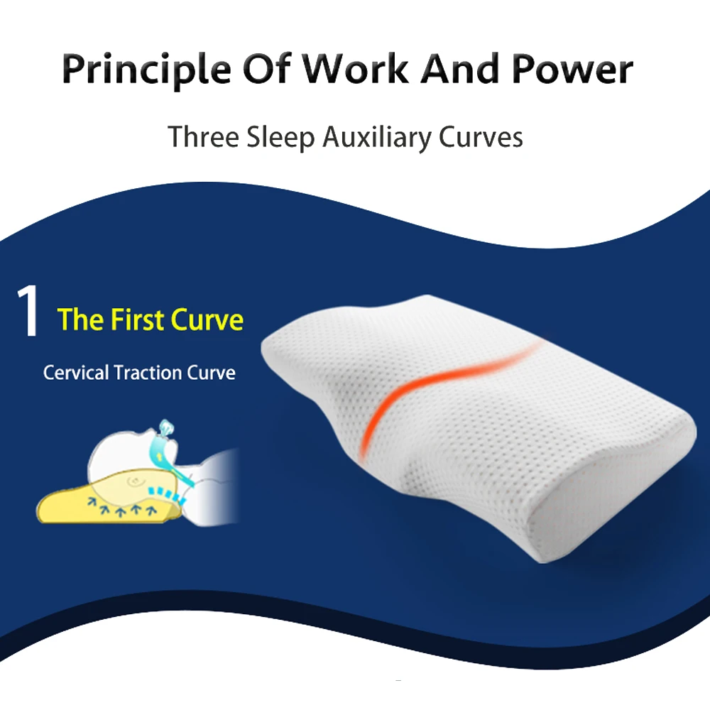 Slow Rebound Pillow Memory Foam Home Textiles Relax Office Sleeping 50*30cm Comfortable Butterfly Shaped Neck Protection