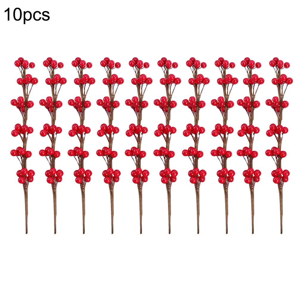 Original Christmas Decor Berry Artificial Pine Cone Red Fruit For Christmas Decoration Fake Flower Artificial Pine Tree Branches - Цвет: 10pcs