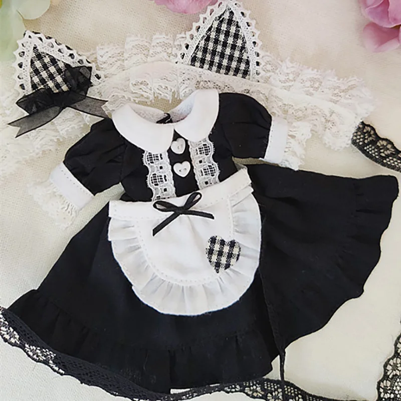 3pcs/set Blyth Doll Clothes Maid Dress+apron+hendband for blyth Azone ob24 1/6 Accessories Clothing | Игрушки и хобби