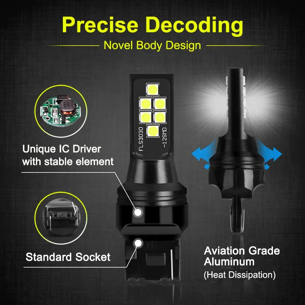 W21/5W 7443 SRCK LED T20 7440 W21W LED  WY21W ڵ 극ũ   Ʈ , 1200LM ڵ 12V