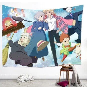 

Howls Moving Castle Wall Cloth Background Wall Hanging Cloth Simple Net Red Background Cloth Rental House Renovation