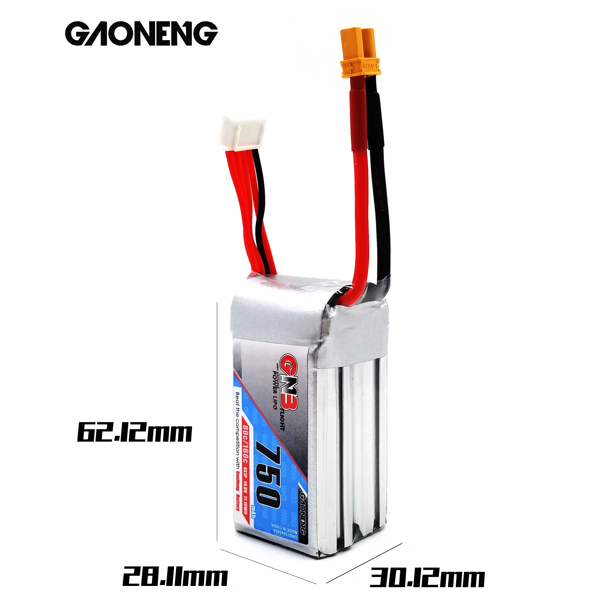 4 шт. Gaoneng GNB 14,8 V 750mAh 80C 4S XT30 разъем Lipo батарея для RC FPV гоночный Дрон