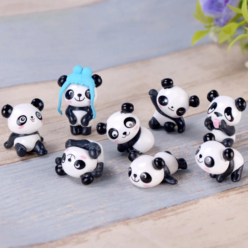 

Cute Panda Animal Figurines 8Pcs/set Home Decor Garden Ornament DIY Micro Landscape Craft Bonsai Miniatures Figurine