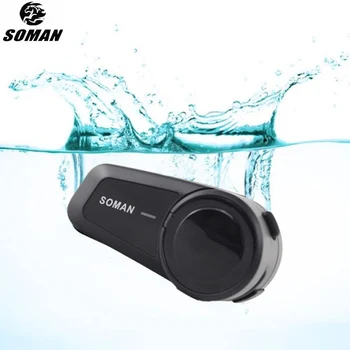 

SOMAN 2pcs Motorcycle Helmet Bluetooth Headset Waterproof Intercom Motorcycle Wireless Speaker Motorbike Bluetooth Intercom