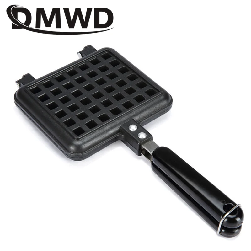 DMWD Household Cake Waffle Mould Mold Non-stick Press Plate Kitchen Gas Sandwich Egg Waffle Maker Pan Breakfast Iron Baking Tool