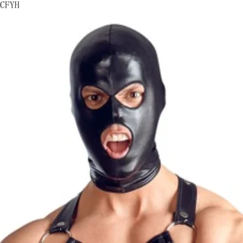 

Faux Leather Full Head Hood Mask Open Mouth & Eyes 3 Holes Halloween Costumes Stormtrooper Cosplay Rave Festival Outfit Marvel