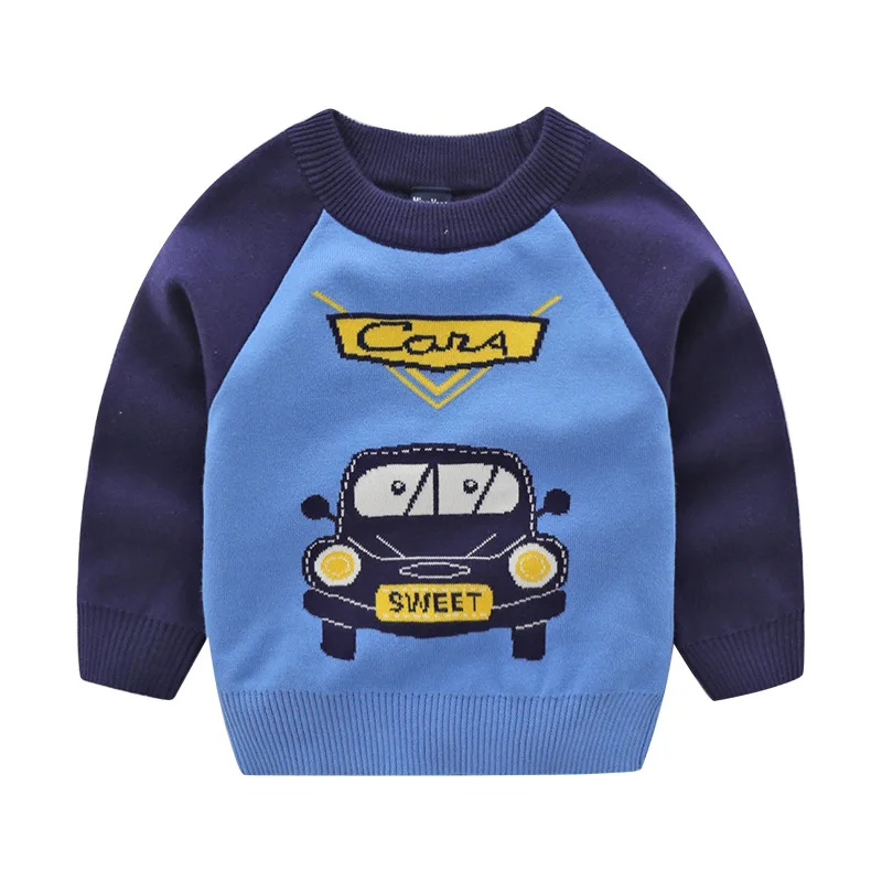 Spring Autumn Baby Boy Girl Sweater B Kids Sweaters Children Smiley Bus Jacquard Pullover Boy Girl Knitted Top Kid Clothes