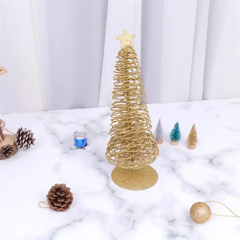 Мини железная проволока Рождественская елка домашняя настольная Искусственная елка с пятиконечной звездой портативная Праздничная настольная Рождественская елка