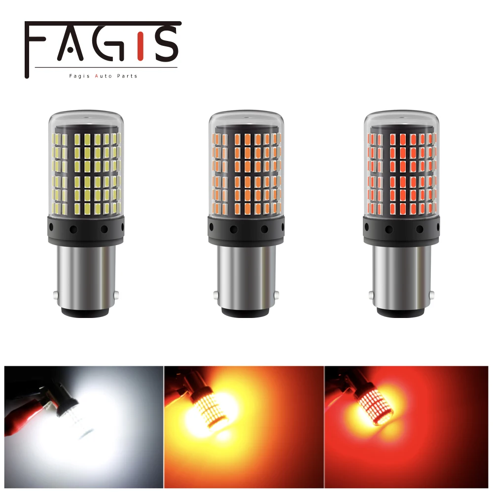 

Fagis 2Pcs 3014 144smd Canbus S25 11561157 BA15S P21W LED BAY15D lamp T20 7440 W21W W21/5W led Bulb Turn Signal Light tail light